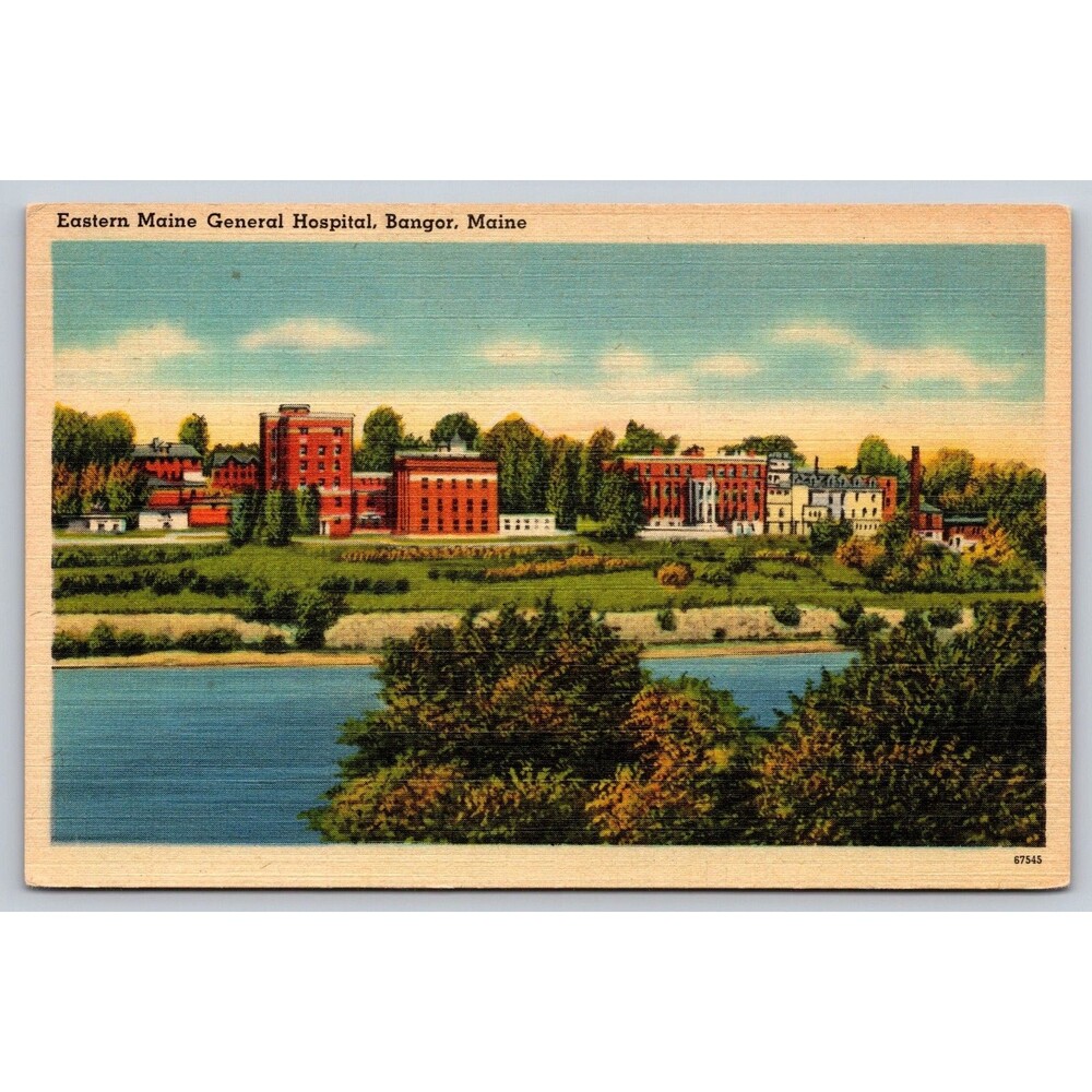 Vintage Postcard 1951 Eastern Maine General Hospital  Bangor ME Penobscot River